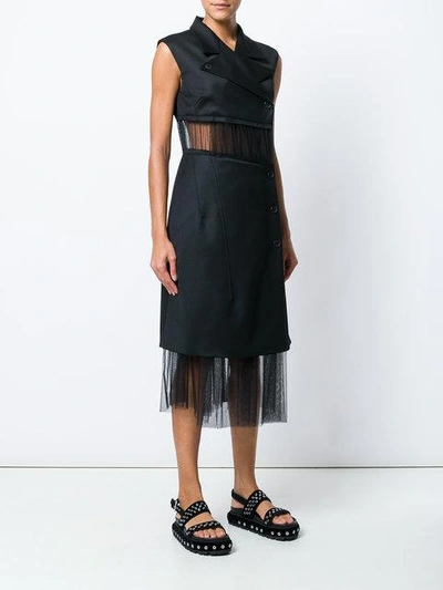 Shop Maison Margiela Sleeveless Tulle Panel Blazer Dress In Black