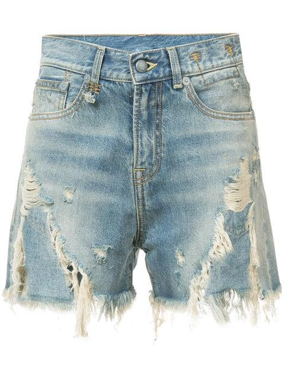 Shop R13 Distressed Denim Shorts In Blue