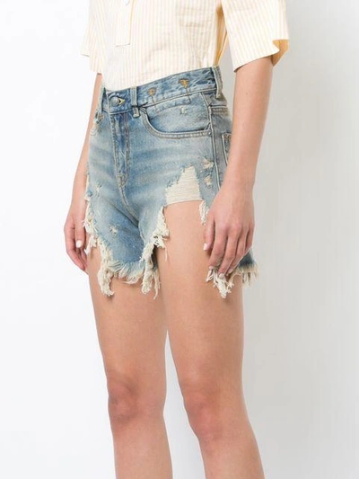 Shop R13 Distressed Denim Shorts In Blue