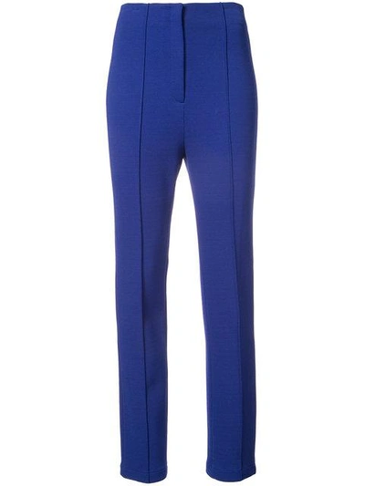 Shop Diane Von Furstenberg Dvf  High-waisted Skinny Trousers - Blue
