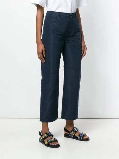 Shop Marni Cropped Flared Trousers In Blue