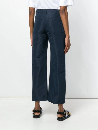 Shop Marni Cropped Flared Trousers In Blue