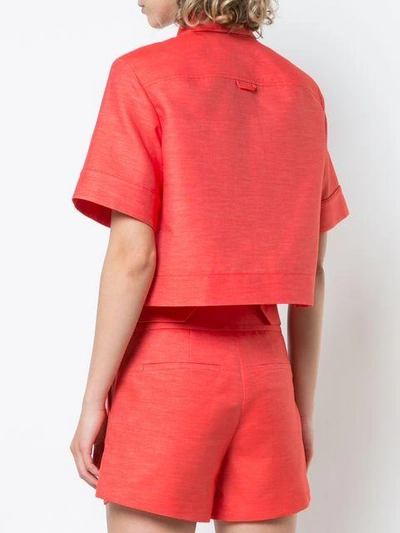 Shop Marina Moscone Cropped Shirt In Red