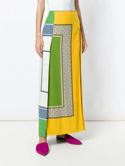 Shop Tory Burch Asymmetric Long Skirt - Multicolour