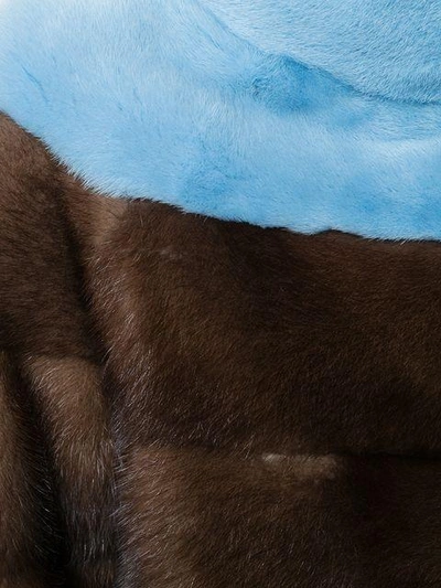 Shop Liska Fur Detail Coat In Multicolour