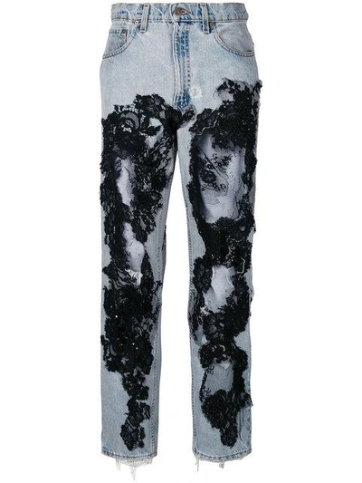 Shop Almaz Distressed Lace Jeans - Black