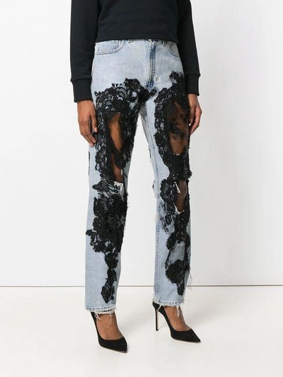 Shop Almaz Distressed Lace Jeans - Black