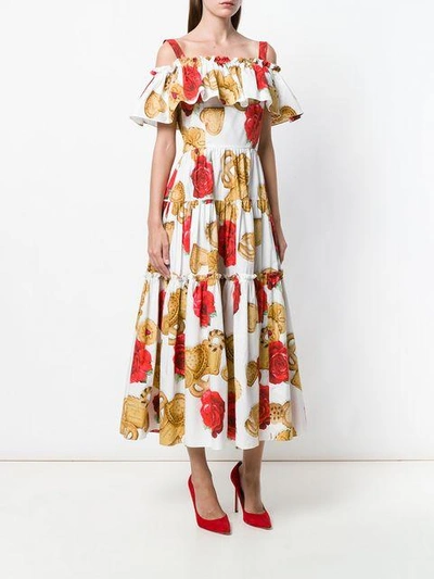Shop Dolce & Gabbana Cookie & Rose Dropped Shoulders Maxi Dress