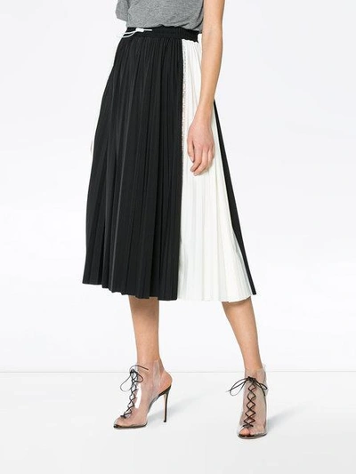Shop Valentino Pleated Midi Skirt With Lace Inserts