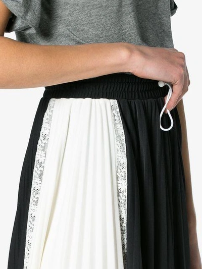 Shop Valentino Pleated Midi Skirt With Lace Inserts