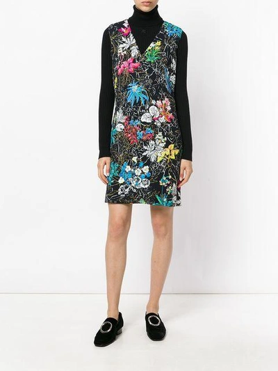 Shop Peter Pilotto Floral Print Mini Dress In Black