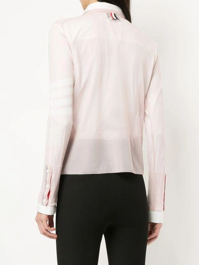 Shop Thom Browne Sheer Classic Silk Cardigan In Pink