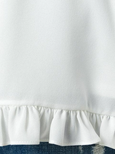 Shop Alexander Mcqueen Dipped Hem Ruffled Blouse - White