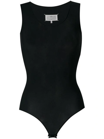 Shop Maison Margiela Fitted Sleeveless Bodysuit - Black