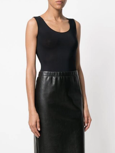 Shop Maison Margiela Fitted Sleeveless Bodysuit - Black