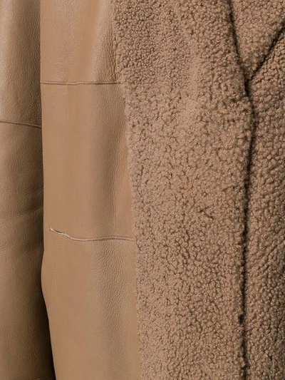 Shop Sprung Frères Furry Detail Coat - Brown