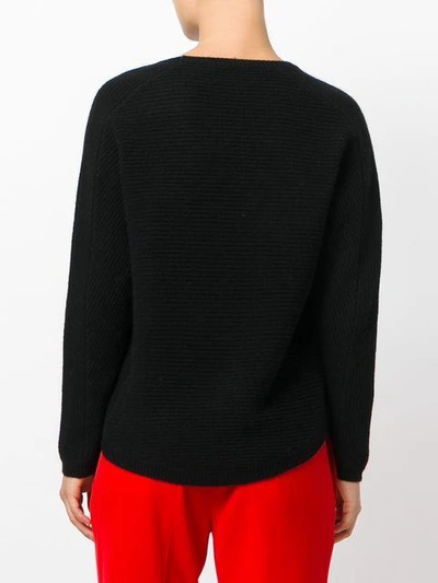 Shop Allude Lace Detail Ribbed Sweater In Black