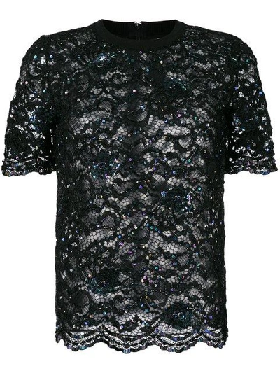 Shop Ashish Sequined Tulle T-shirt - Black
