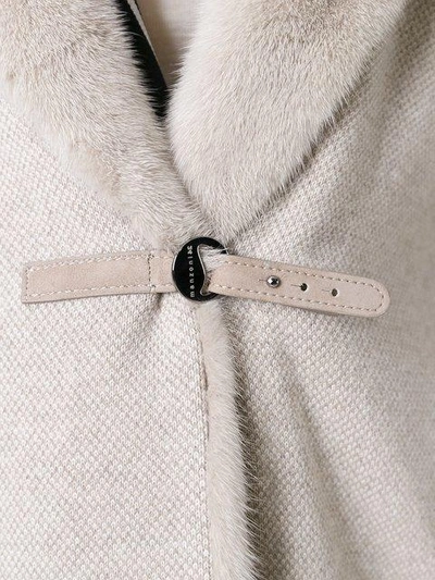 Shop Manzoni 24 Mink Fur Collar Hooded Coat  In Neutrals