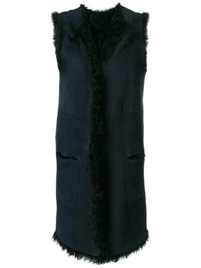 Shop Holland & Holland Reversible Long Fur Gilet - Black