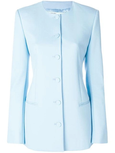 Shop Off-white Kragenloser Blazer In Blue