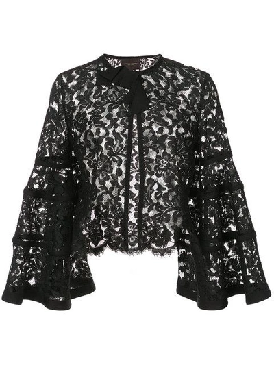 Shop Carolina Herrera Lace Bolero Jacket In Black