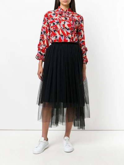 Shop Msgm Tulle Midi Skirt In Black