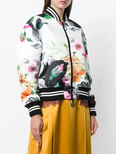Shop Off-white Floral Print Bomber Jacket