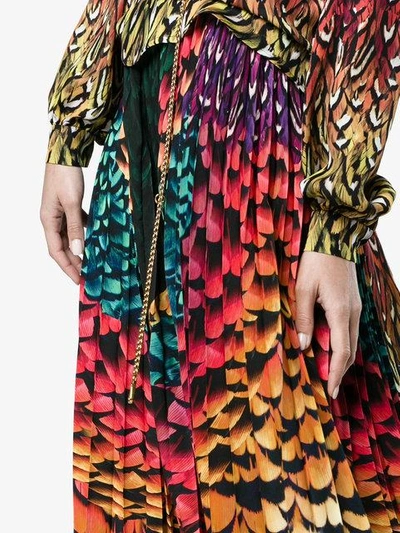 Shop Mary Katrantzou Pleated Rainbow Feather Skirt