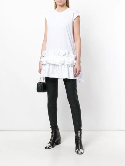 Shop Alexander Mcqueen Ruffle Hem Longline T-shirt In White