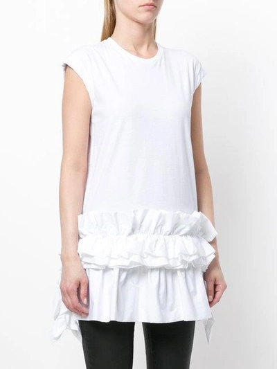Shop Alexander Mcqueen Ruffle Hem Longline T-shirt In White