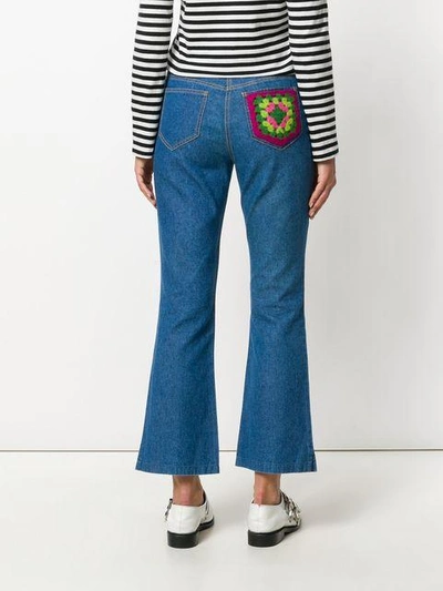 Pre-owned John Galliano Flared Jeans With Appliqué In Blue
