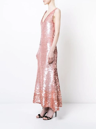 Shop Oscar De La Renta Sequinned Gown - Pink