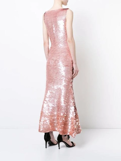Shop Oscar De La Renta Sequinned Gown - Pink