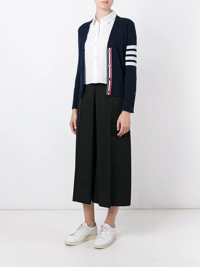 Shop Thom Browne 4-bar Stripe Cardigan - Blue