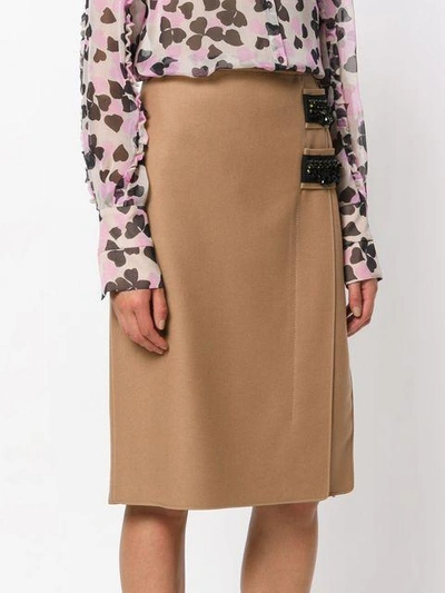 Shop N°21 Nº21 Contrast Embellished Pencil Skirt - Brown