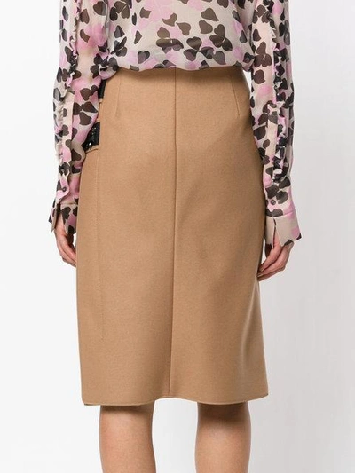 Shop N°21 Nº21 Contrast Embellished Pencil Skirt - Brown
