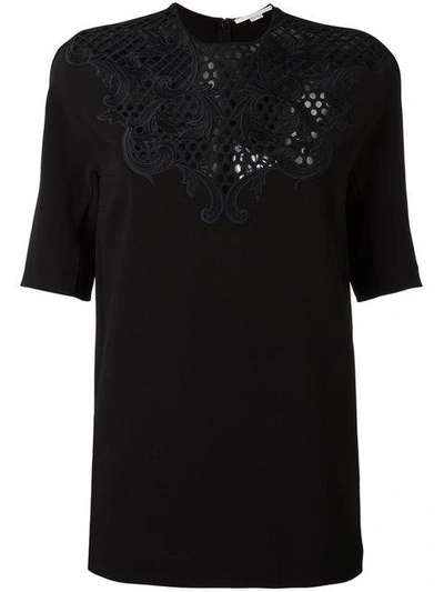 Shop Stella Mccartney Floral Lace Panel Blouse - Black
