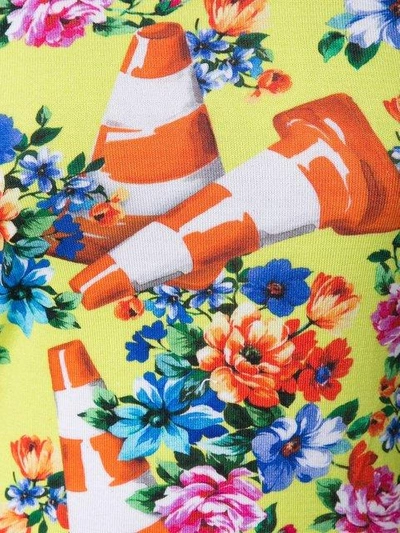 Shop Moschino Floral And Traffic Cone Dress