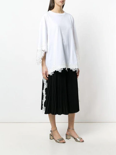Shop Fausto Puglisi Lace Trim Oversized T-shirt In White