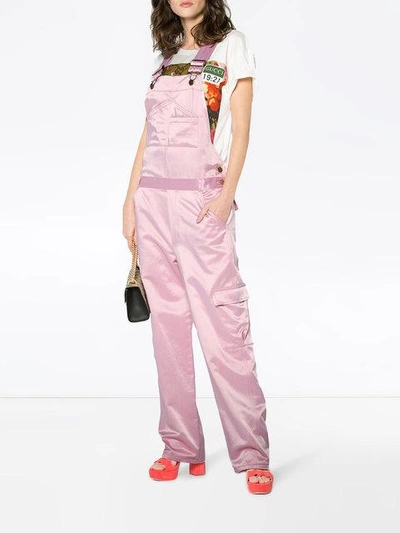 Shop Rosie Assoulin Pink Satin Dungarees