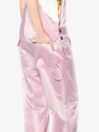 Shop Rosie Assoulin Pink Satin Dungarees