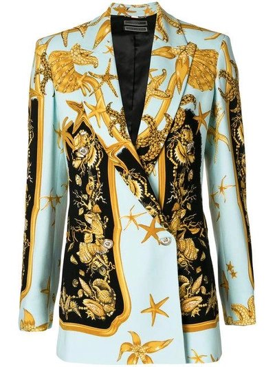 Shop Versace Tresor De La Mer Baroque Blazer - Blue