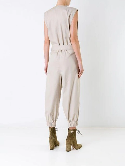 Shop Nehera Pleated Belted Jumpsuit In Brown