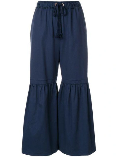 Shop See By Chloé Wide Leg Cropped Trousers - Blue