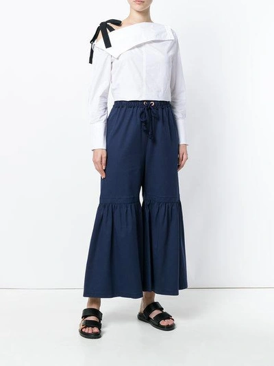 Shop See By Chloé Wide Leg Cropped Trousers - Blue