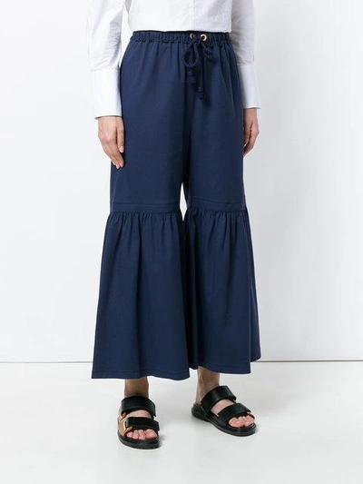 Shop See By Chloé Wide Leg Cropped Trousers - Blue