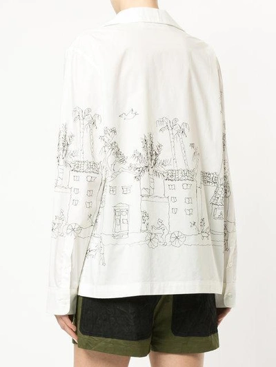 Shop Marni Illustrated Pyjama Shirt - White