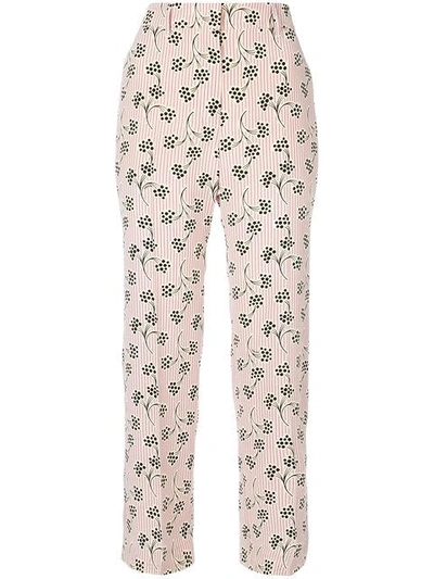 Shop Prada Floral Print Trousers In Pink