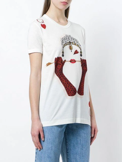 Shop Dolce & Gabbana Queen Playing Card Print T-shirt - White